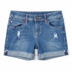 TOMMY BAHAMA Cuffed Denim Shorts Blue Distressed Stretch Jeans Girls 8